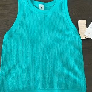 Spiritual Gangster crop Bright Aqua Mesh Tank Top